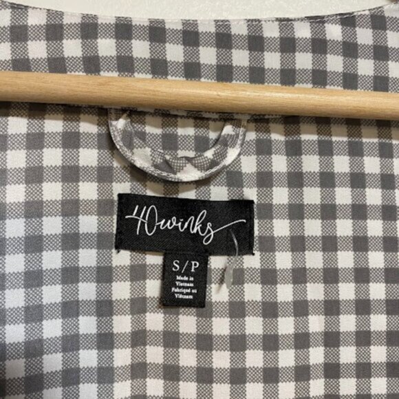 40 Winks Gray White Gingham Women's Kimono Cardigan Size S/P - Picture 3 of 13